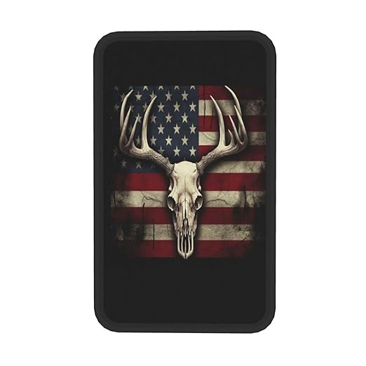 American Flag with A Deer Skull Car Auto Armrest Cushion Cover Accessories Center Console Seat Box Pad Protector Universal Decoration for Most Vehicle SUV Truck