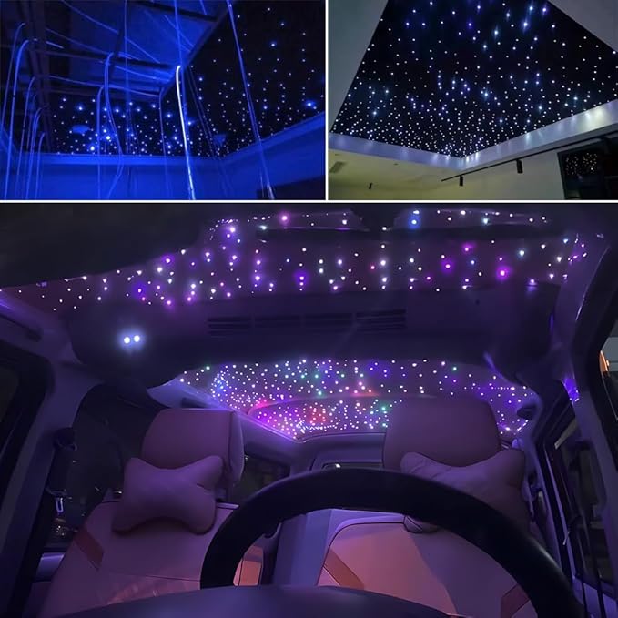AKEPO 16W RGBW APP+Twinkle+Music Activated Fiber Optic Lights Car Home Star Ceiling Light Kit, RGBW LED Light Engine + Optical Fiber Cable 335pcs 13.1ft/4m (0.75+1.0+1.5mm) + 28key Remote