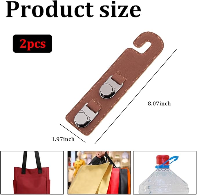 HZEL 2PCS Car Seat Headrest Hooks, Dual Hook Suede Vehicle Backseat Storage Holder for Purse Handbag Coat, Multifunctional Auto Seat Back Grocery Hanger Organizer, Universal for Vehicles (Brown)