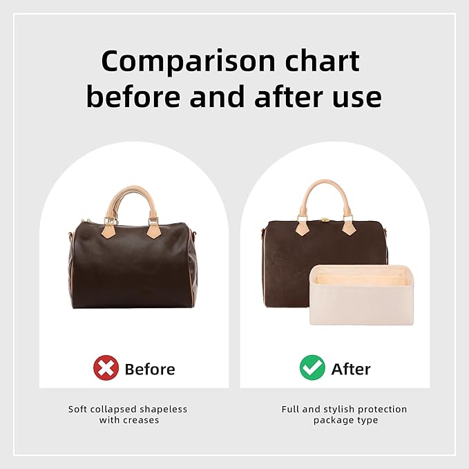 DGAZ Silk Purse Organizer Insert Fits LV Speedy 16/20/25/30/35/40/45 bags，Silky Smooth Bag Organizer，Luxury Handbag & Tote Shaper(Craie,SP40)