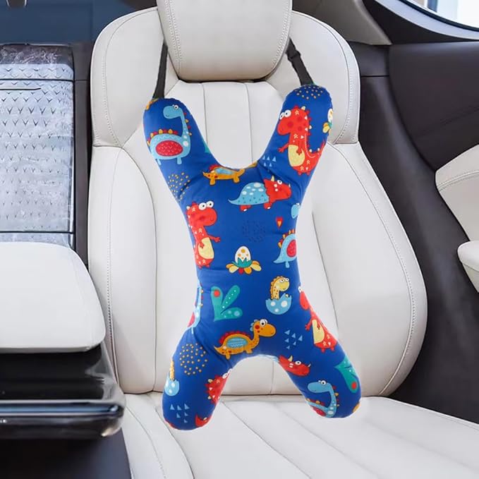 X-Shaped Car Travel Pillow for Cars Seat Kids Adults Head and Body Support Pillow Cartoon Neck Pillows Soft Long-Distance Travel Car Sleeping Seat Belt Pillows Breathable Cars Aircraft Travel Cushion