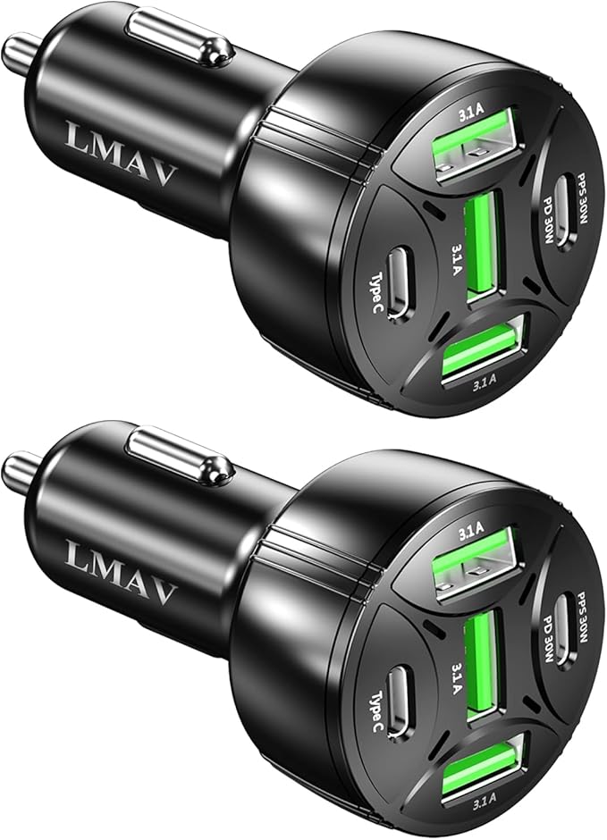 USB C Car Charger Adapter, 5 Ports 75W PD 3.0 Car Phone Charger Fast Charging Compatible with iPhone 16/15/14/13 Pro Max Series, iPad Pro, Galaxy S24/S23/S22/Note 20, Android, Pixel.
