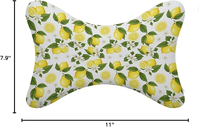 Car Neck Pillows Bone Shape 2 Pack Headrest Fit for Cars Pillow for Home and Office Chair Nap/Neck Pain Relief, Compatible with Yellow Lemon