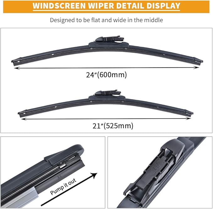 MIKKUPPA 24"+21" Windshield Wipers Replacement for 2012-2017 Buick Enclave, Chevrolet Traverse - Front Wiper Blades, All Season Wiper Blades Set, Pinch Tab (Pack of 2)