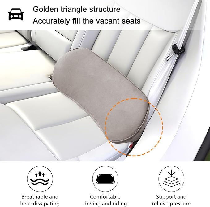 Car Lumbar Support Pillow, Memory Foam Vehicle Seat Lower Back Support Cushion for Back Pain Relief & Sciatica, Comfortable Auto Driver Seat Pad, Universal for Vehicles (Light Gray)