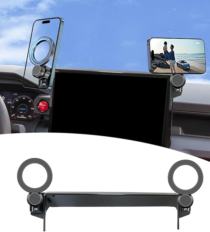 Magnetic Car Phone Mount for 2024 2025 2026 Toyota Tacoma / 2025 2026 4Runner Accessories, for MagSafe Strong Magnets Cell Phone Holder 14-Inch Screen Cradles, with Portable Phone Gripper
