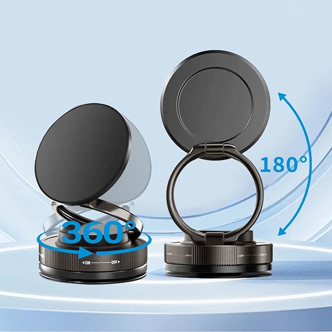 2025 Upgraded Vacuum Magnetic Car Phone Holder 360° Rotation Foldable Suction Cup Mount for MagSafe Cell Phone Holders for Your Car/Gym for iPhone & Android