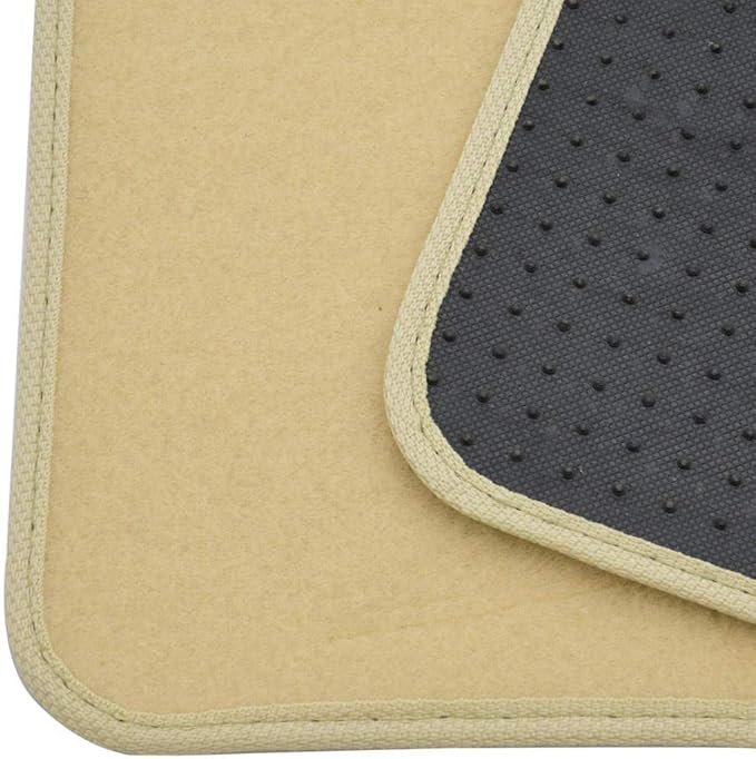 BDK MT-100-LB Classic Light Beige Carpet Floor Mats with Vinyl Heel Pad for Car SUV Truck Van, Universal Fit Front & Rear Liner