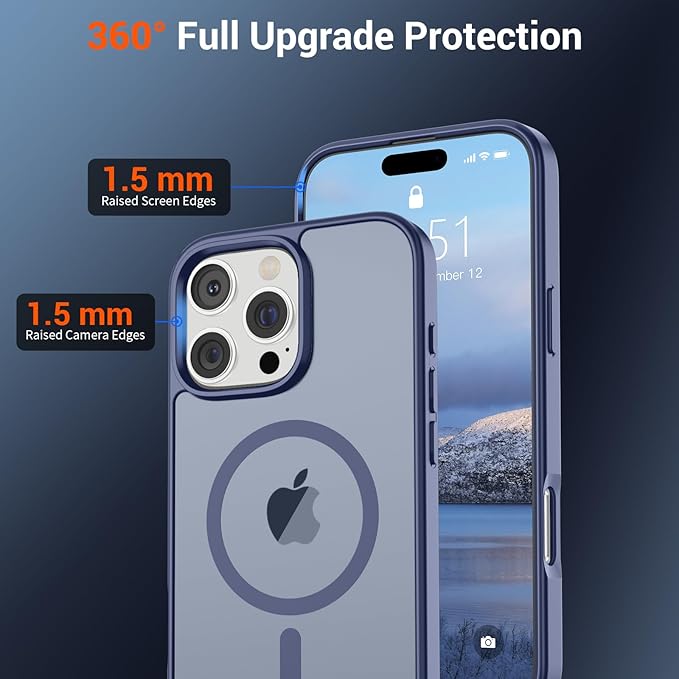 SUPFINE Magnetic for iPhone 16 Pro Max Case (Compatible with MagSafe) (Military Grade Drop Protection) Translucent Matte Shockproof Phone Cover,Lavender Gray