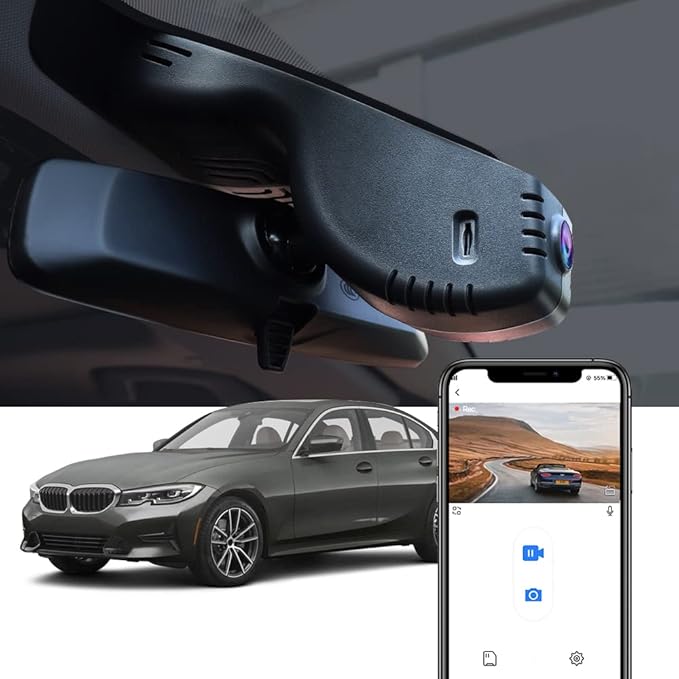 Fitcamx 4K Dash Cam Suitable for BMW 3 4 Series 330i 330e M340i 430i M440i M3 M4 2020-2024 (Model C), OEM Style, 2160P UHD Video, Loop Recording, Built-in WiFi & APP, G-Sensor, Easy to Use, 64GB Card