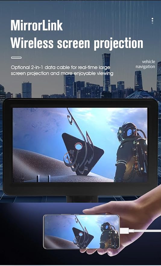 7" HD Screen Wireless carplay via Bluetooth Support iPhone carplay and Android Auto, with Mirror Link/Voice Control/FM/TF Card/USB/AUX