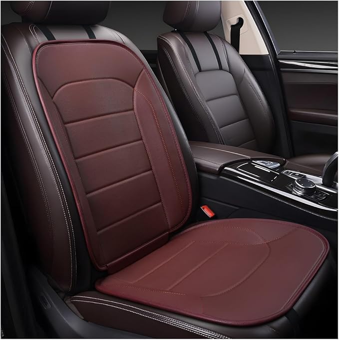 Car Seat Cushion, Leather Soft Breathable Non-Slip Vehicle Front Driver Seat Cover Pad, Comfortable Auto Interior Chair Protector Cushion, Universal for Truck SUV Sedan (Coffee)