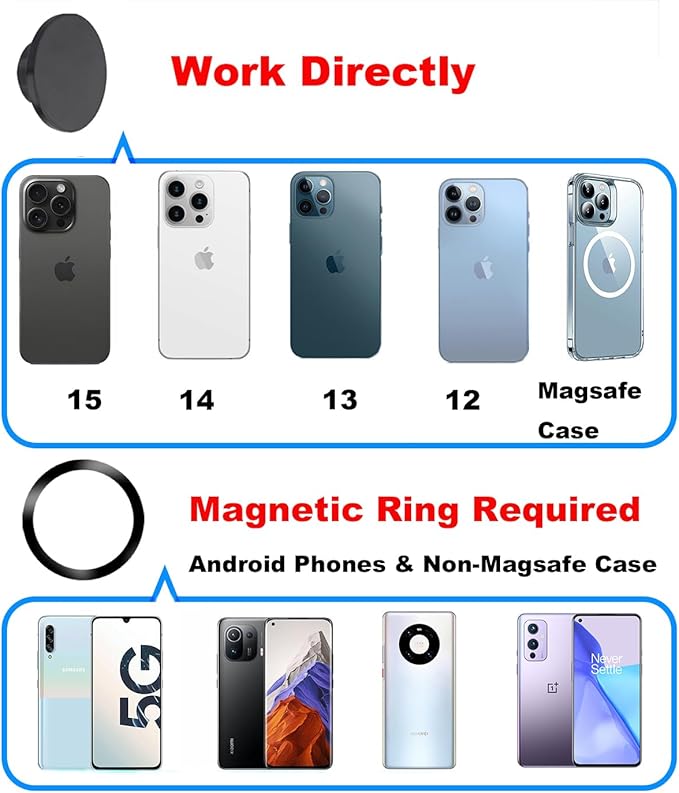 Magnetic Phone Mount Base for MagSafe 17mm (0.67") Ball Socket, Phone Car Mount Accessory