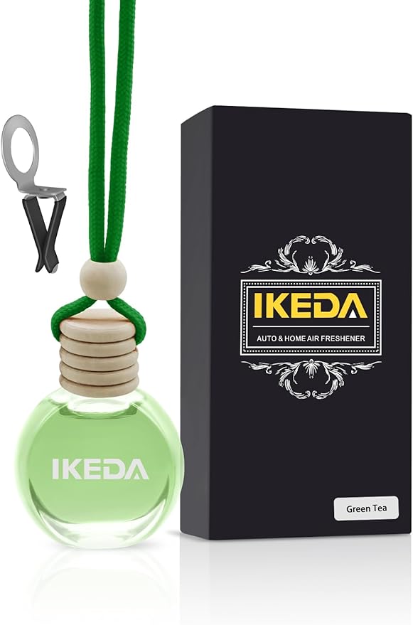 Ikeda Car Air Freshener: Hanging Car Smell Air Freshener | 10ml Hanging Car Perfume | Long Lasting Fragrance | Strong Scents Diffuser for Auto Home (Green tea)