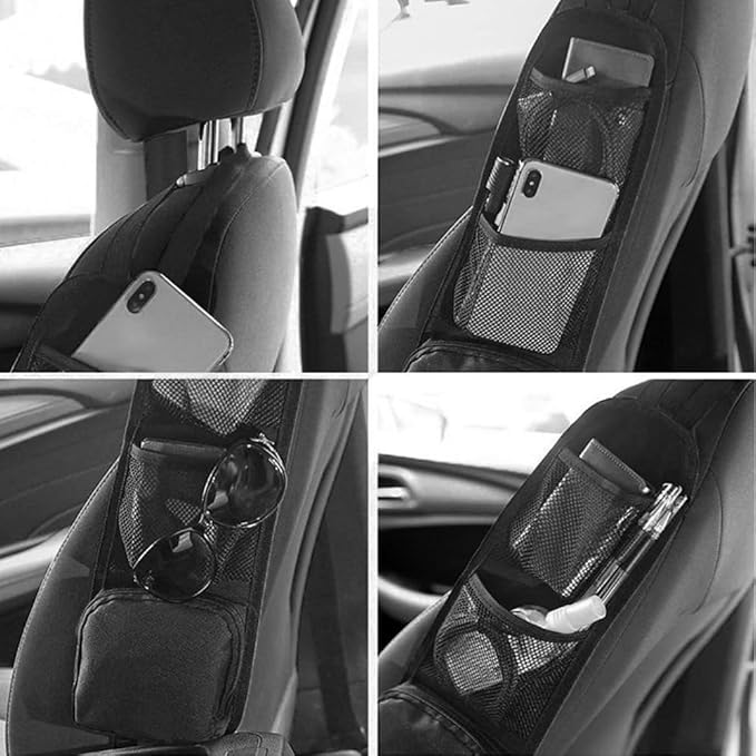 2PCS Car Seat Storage Hanging Bag, Multi-Pocket Seat Side Organizer, Car Multifunctional Storage Mesh Net Pocket Can Hold Mobile Phone, Wallet, Universal Car Accessories for Car (2PCS)