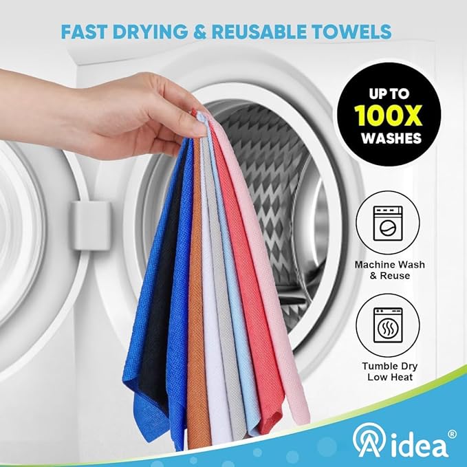 AIDEA Microfiber Cleaning Cloth 330 Sheets 6 Roll, Microfiber Towels for Cars, Shop Rags Washable, Cleaning Rags Reusable Paper Towels for Automotive, House, Cleaning Supplies 11×9" Dark Blue