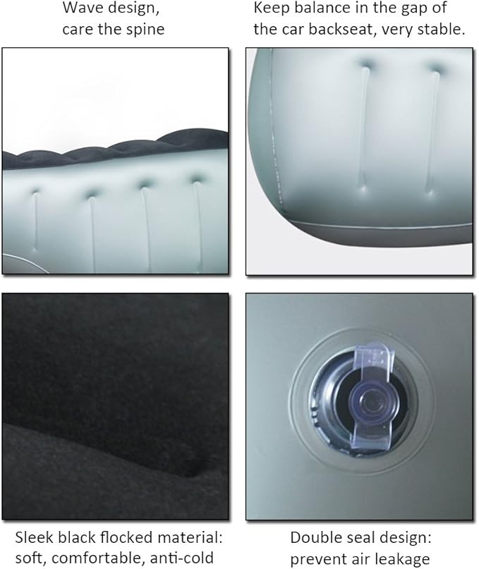FMS Car Travel Inflatable Mattress Back Seat Gap Pad Mattress Air Bed Cushion Camping Air Couch (Blue)