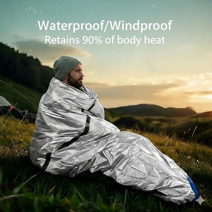 Trail maker Mylar Emergency Thermal Blankets for Survival, Thick Reusable Mylar Space Blankets Bulk 84" L x 36" W Emergency Foil Blankets for Warmth, Camping, Runners, Spa, First Responders (1)