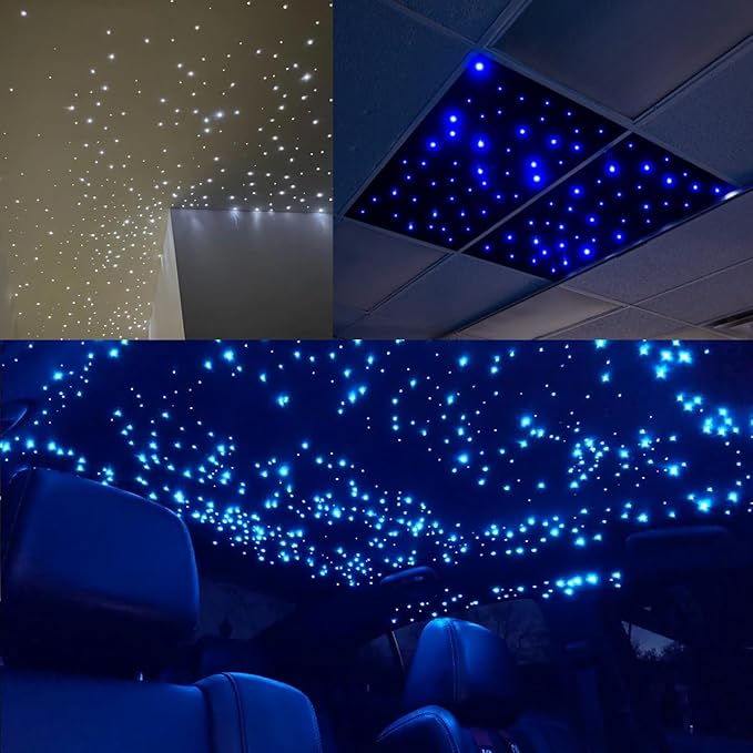 AKEPO 32W Dual Head RGBW Twinkle+ Sound Activated+APP Fiber Optic Lights Kit Star Ceiling Sky Light 16.4ft/5m Total 1550pcs of Mixed Strands 0.75+1+1.5mm for Home Indoor Decor/Car Headliner Starlight