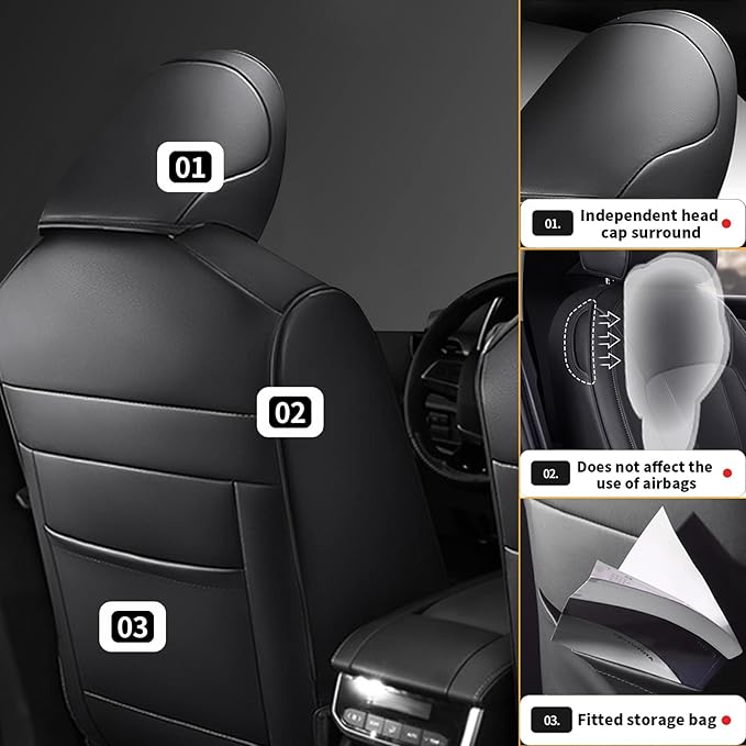 AOMSAZTO Custom Fit Seat Cover for Nissan Rogue Regular(Not for Hybrid &Sport) 2014 2015 2016 2017 2018 2019 2020 Full Set Faux Leather Rogue Seat Cover Protector Black