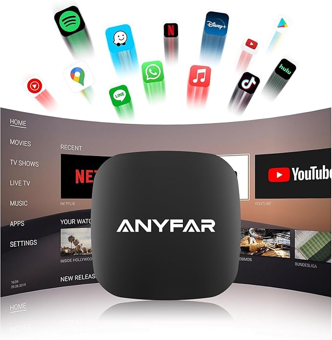 4-in-1 Wireless CarPlay Android Auto Adapter Magic AI Box Built-in Play Store Video Apps, Supports TF Card & USB Drive, USB/Type-C, Fits for Built-in Wired CarPlay Car