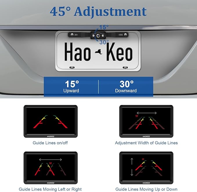 Backup Camera for Truck 7 Inch HD 2K Front Rear View Monitor kit Auto Color Image Night Vision, IP69 Waterproof DIY Grid Lines for Car/RV/Tractor/Semi-Trailers/Pickup H7