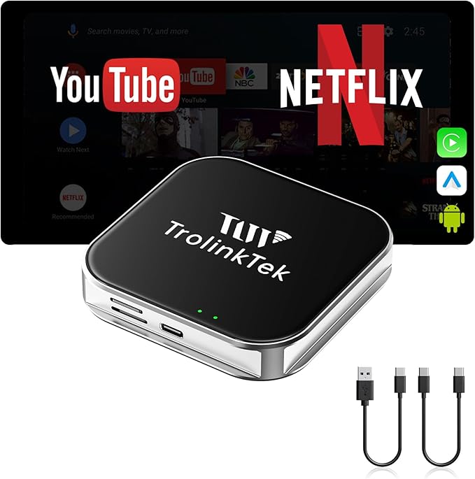 Wireless CarPlay 8 Core Auto Multimedia Video Box, 4G Cellular 4GB+64GB, Built-in Android 13 Navigation Support SIM&TF Card Bluetooth 5.5, Fits Car with OEM Wired CarPlay/Android Auto