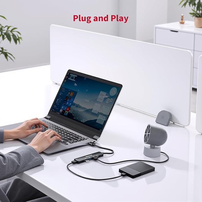 5-Port Powred USB 3.0 Hub,USB Hub Splitter,Portable USB Adapter Mini Multiport Expander for Desktop, Laptop, Gamepad,U Disk, Printer, Mouse, Keyboards