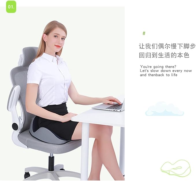 Car Seat Cushion for Long Driving, Ergonomic Memory Foam Seat Cushion, Car Seat Cushion for Back Pain and Lumbar Support Non Slip and Easy Clean for Driving Gaming Chair and Travel B Black