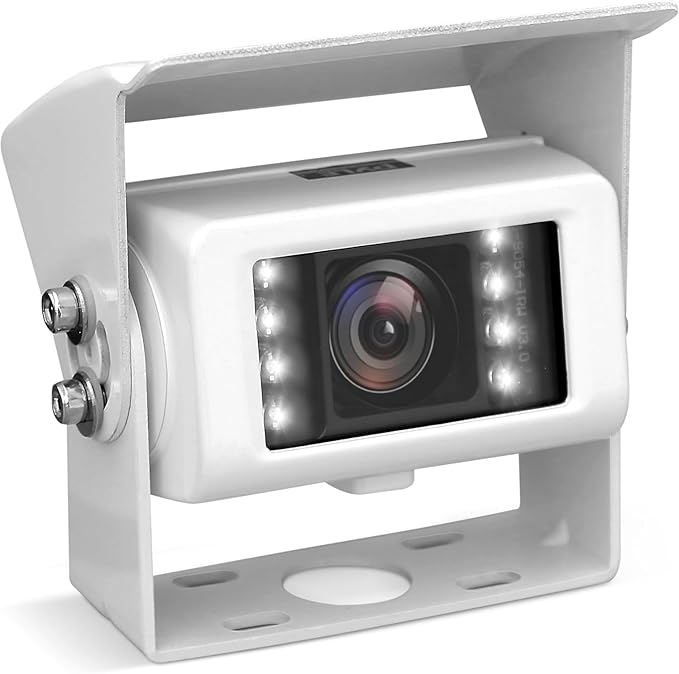 Pyle 7'' Digital Marine Camera, 150 Degree Rear View Camera White, RV Camera, Designed for Car/Truck use 12/24 Volt Systems, Water Resistant with Built in Microphone, w/ IR Night Vision Illumination