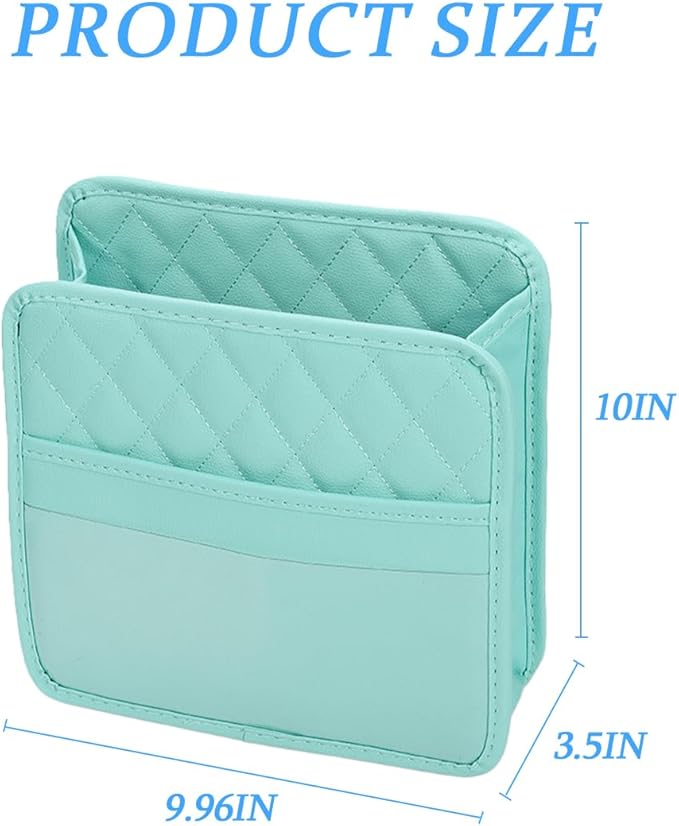 Car Seat Back Organizer, Leather Multipurpose Collapsible Vehicle Backseat Hanging Bag, Portable Automotive Interior Seat Storage Organizer, Universal for SUV RV Truck (Green)