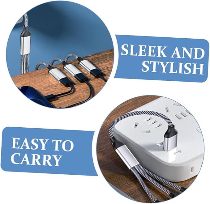 KALLORY USB Hub Splitter 1 Male to 3 Female Portable USB Power Adapter for Laptop and Car for Fast Charging and Data Sync