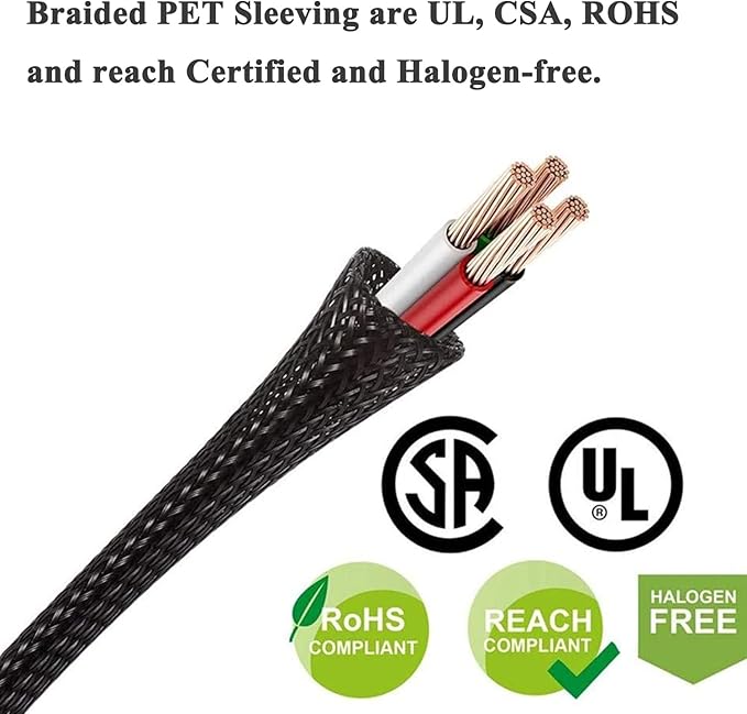 25ft - 1/8 Inch Cable Management Sleeve Protector,Wire Loom PET Expandable Wire Sleeving for Office TV Computer Home Theater Engine Bay Cord Organizer,Protect Cables from Pet Cat Dog Chewing,Black