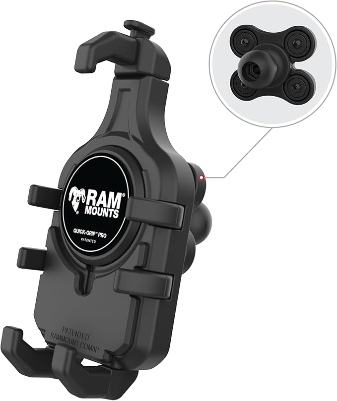 RAM MOUNTS Quick-Grip Pro Phone Holder with B-Size (1") Ball & Vibration Damper RAM-HOL-PD5BVU