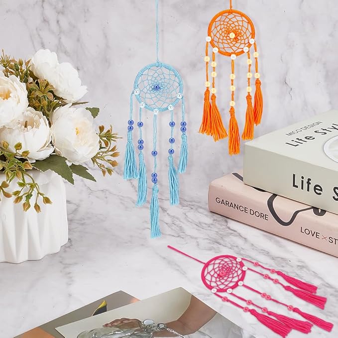 INFUNLY 50 Sets DIY Small Dream Catcher Kits for Beginners Colorful Handmade Boho Dream Catchers Kit DIY Mini Dream Catcher Making Kit for Starters Bedroom Car Mirror Bag Decoration Craft Gift