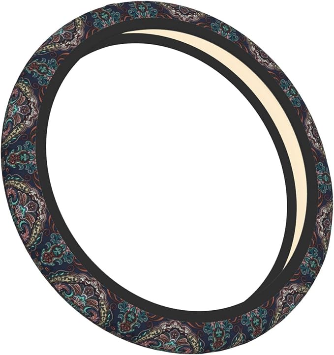Paisley Steering Wheel Cover Women 15 inch Anti-Slip Sweat Absorption Steering Wheel Covers Cute Car Accessories Decor Car SUV Sedan Vans Truck Protector
