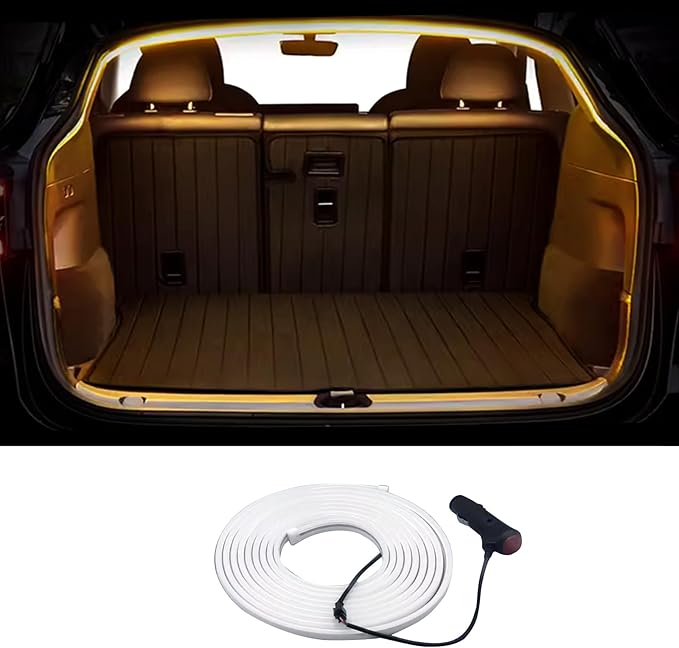Tlyard Juniper Trunk LED Light Strip for Tesla Model Y 2020-2025, New Model Y Led Trunk Lights, Silicone Waterproof Intelligent Dual Colors Switchable Interior Lighting Warm/White