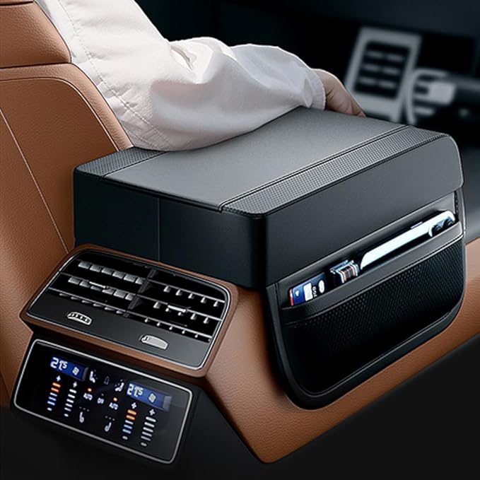 Shkalacar Car Armrest Box Pad, Car Center Console Leather and Memory Foam Heighten Cover, Car Accessories Interior Universal Arm Rest Cushion Pads for Most Automotive SUV Truck
