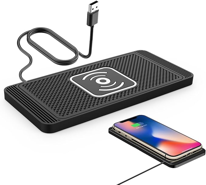 Car Wireless Charger Pad for Nissan Sentra Before 2011, Fast 15W Slim Qi Wireless Charging Pad with USB/Type-C Cable Non-Slip Charging Mat for Car,15W-USB