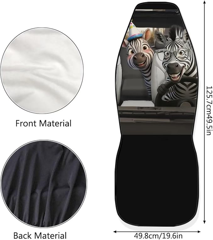 Zebra Car Seat Covers Set of 2 Funny Automobile Front Seat Covers Elastic Polyester Protection Interior Accessories Easy Installation Suitable for Most Cars,SUV,Sedan