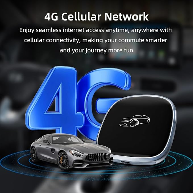 [4G+64G] Android 13-Wireless-CarPlay-Ai-Box,Plug&Play Wired to Wireless Adapter Magic CarPlay Box for Netflix/YouTube/TikTok,Support Local 4G SIM Card,Split Screen,GPS Navigation