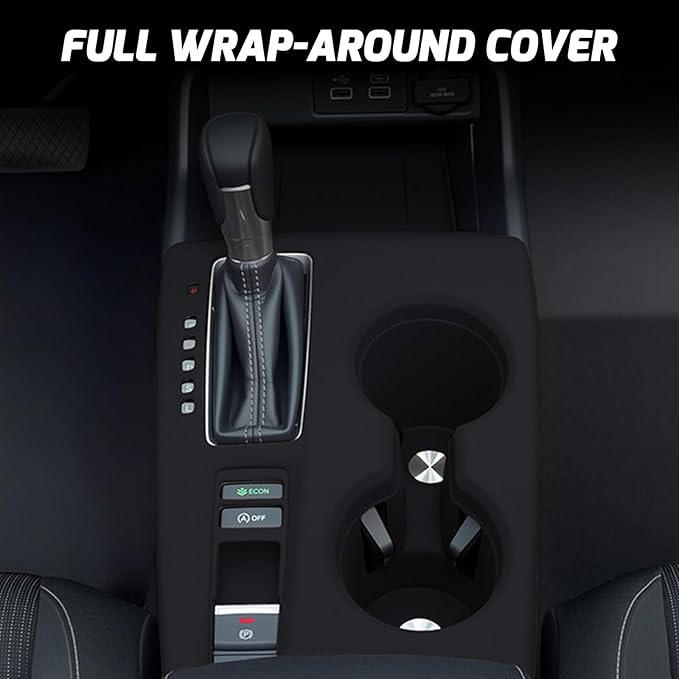Silicone Car Gear Shift Panel Cover for Honda Civic 2022-2025 CVT Accessories Center Console Wireless Charging Pad Black Anti-Scratch Cup Holder Protector(Not for Hatchback e:HEV Hybrid)