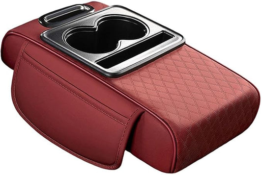 Car Center Console Pad PU Leather Armrest Organizer with Tissue Box Slot for Vehicles, Style I