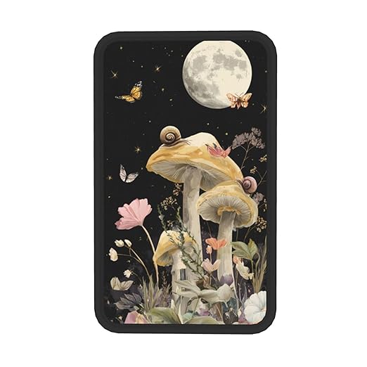 Moon and Stars Mushrooms Snails Car Auto Armrest Cushion Cover Accessories Center Console Seat Box Pad Protector Universal Decoration for Most Vehicle SUV Truck