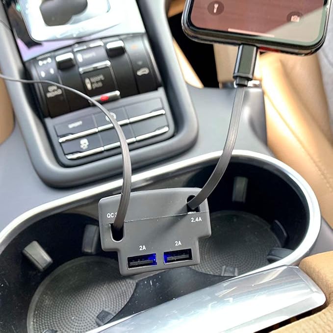 Retractable Car Charger, Fast Charge 3.1A 47W, Retractable Cables (3Ft) and 2 USB Ports Car Charger Adapter, Compatible with iPhone & Android Cell Phones,Car Accessories