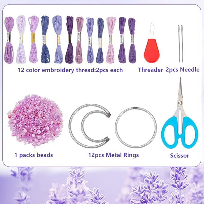 INFUNLY 12 Set DIY Mini Dream Catcher Small Galaxy Beaded Dreamcatcher Black Purple DIY Dream Catcher Making Kit Mini Dream Catcher Kit with Instruction for Car Mirror Ornament Home Birthday Decor