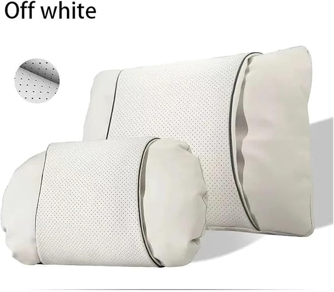 1/2PCS PU Leather Car Neck Pillow & Lumbar Support Cushion, Breathable Universal Seat Headrest Waist Pad, Soft Support Cushion for Daily Driving and Travel(F Style backrest)