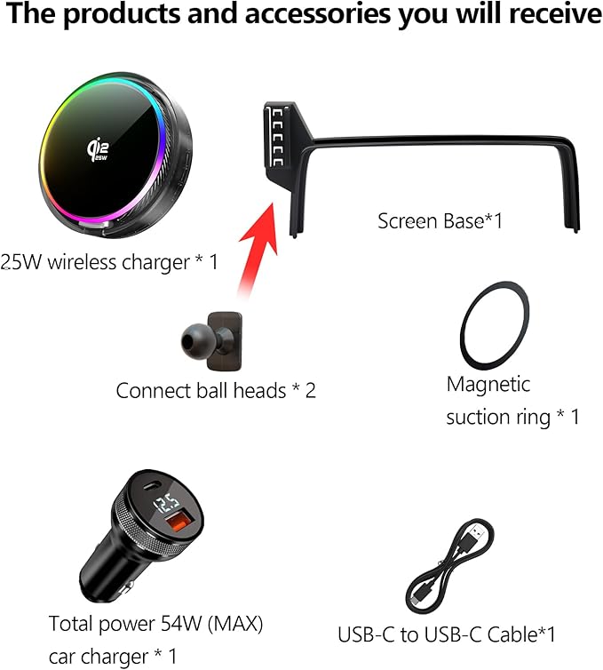 Qi2.2 25W Magnetic Car Mount Charger for 2017 2018 2019 2020 2021 2022 Honda CR-V Accessories,for Fast Charging Cell Phone Holder 5/7 Inch Screen Fixed Clip with Cooling Fan ＆54W Fast Adapter