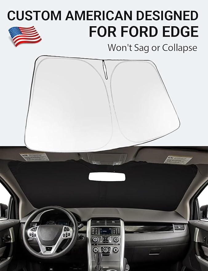Proadsy 2026 Upgrade Windshield Sun Shade Custom Fit 2007-2014 Ford Edge Foldable Front Sunshade Protector Sun Visor Blocks UV Rays Keep Car Cooler