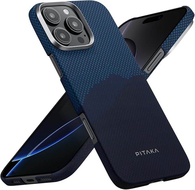 pitaka for iPhone 16 Pro Max Case Compatible with MagSafe, Thin & Light Case iPhone 16 Pro Max with a Caseless Feel, 1500D Aramid Fiber Woven [Tactile Woven -Over The Horizon]
